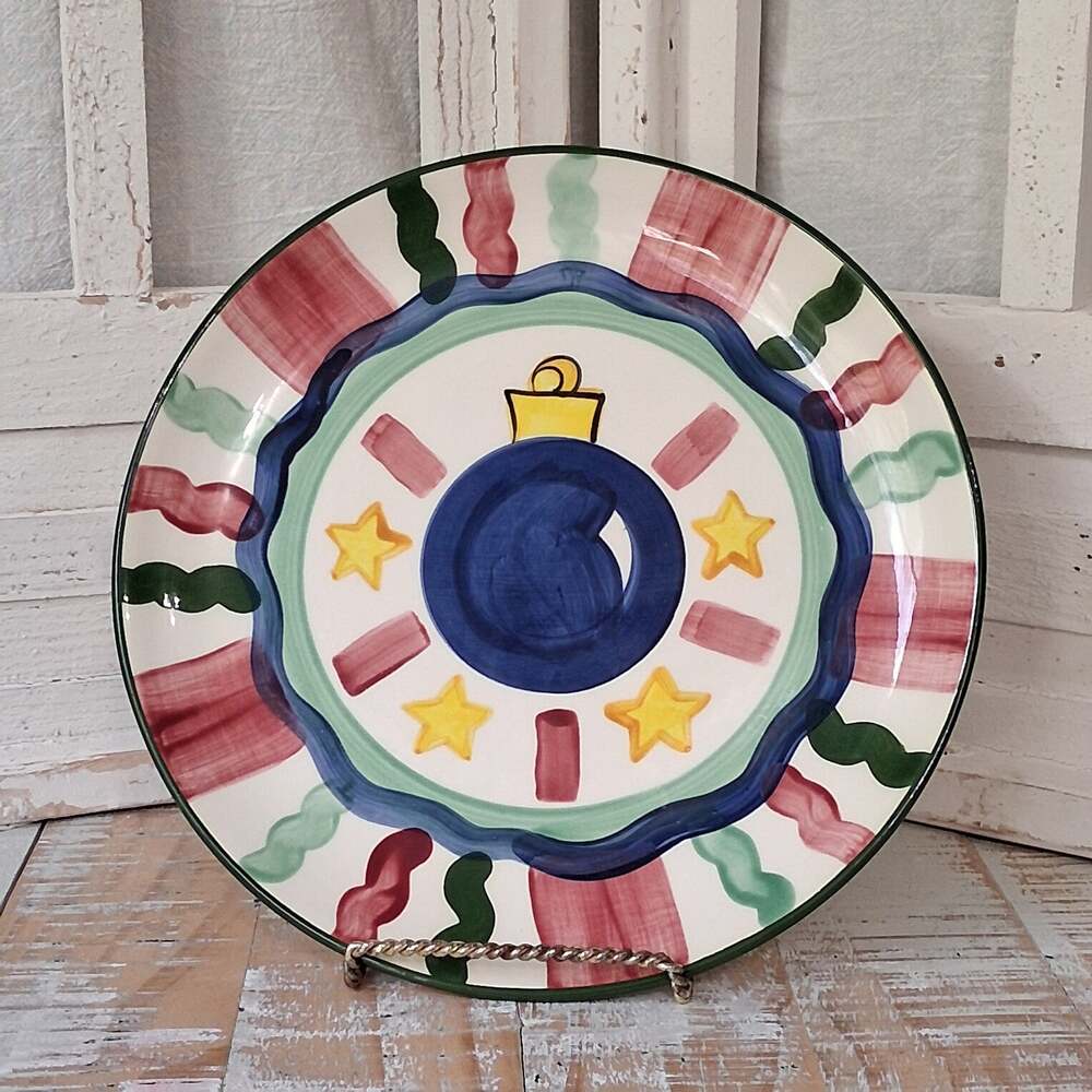Vintage Vicki Carroll Christmas 10" Dinner Plate "Tis The Season" Ornament 1993